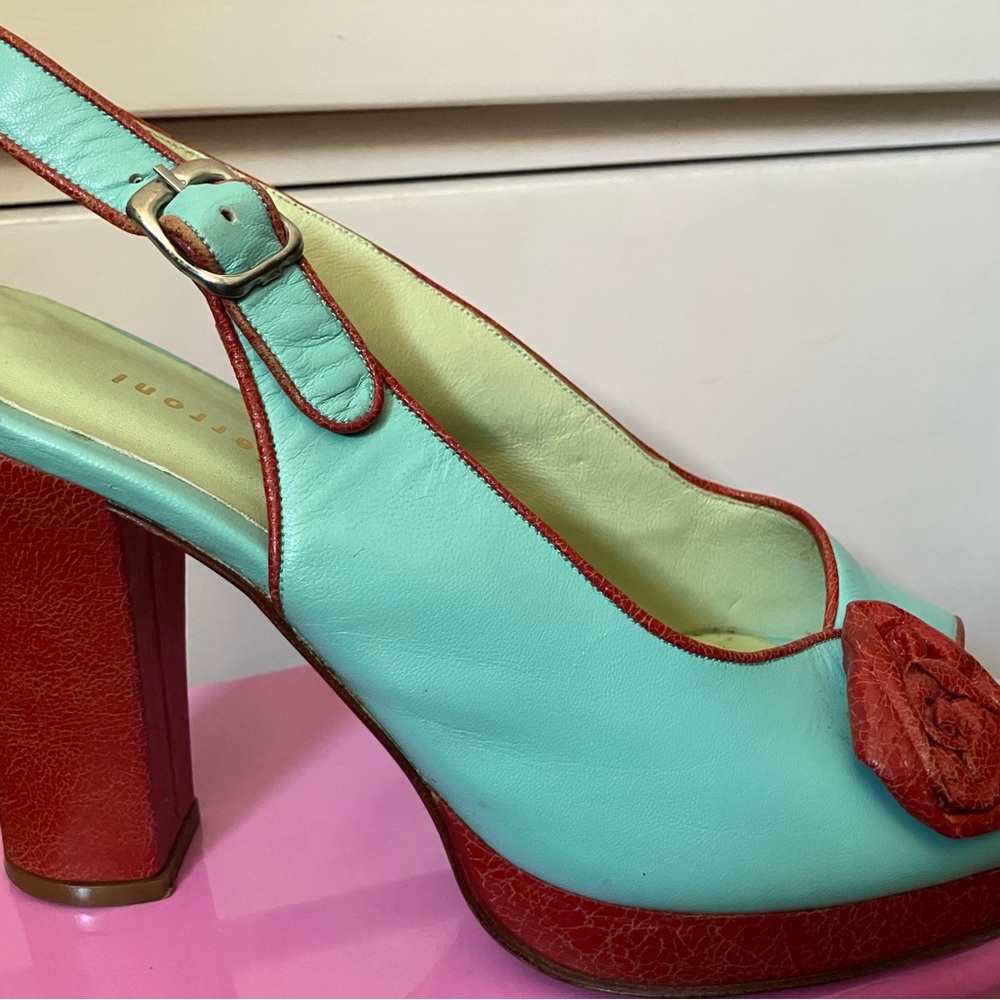 Josefina Ferroni Red and Green Slingback Heels